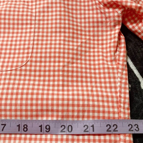 J. CREW Orange white gingham long-sleeve men's shirt ~ LARGE XL 1X button-down - Picture 6 of 9